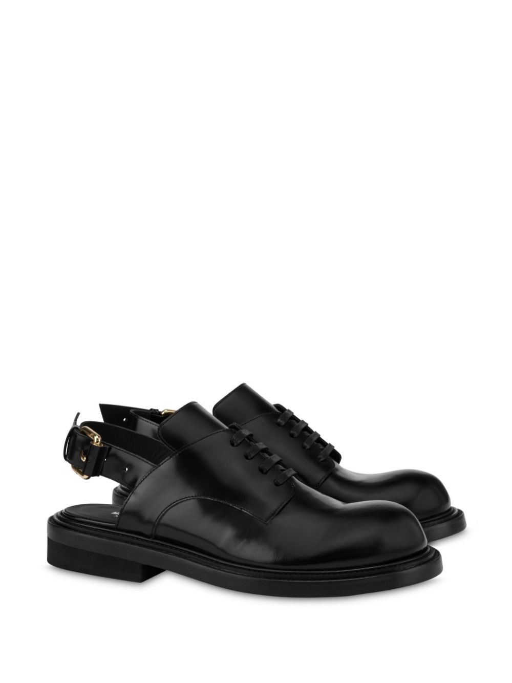 Front Lace-Up Black Calf Leather Sandals
