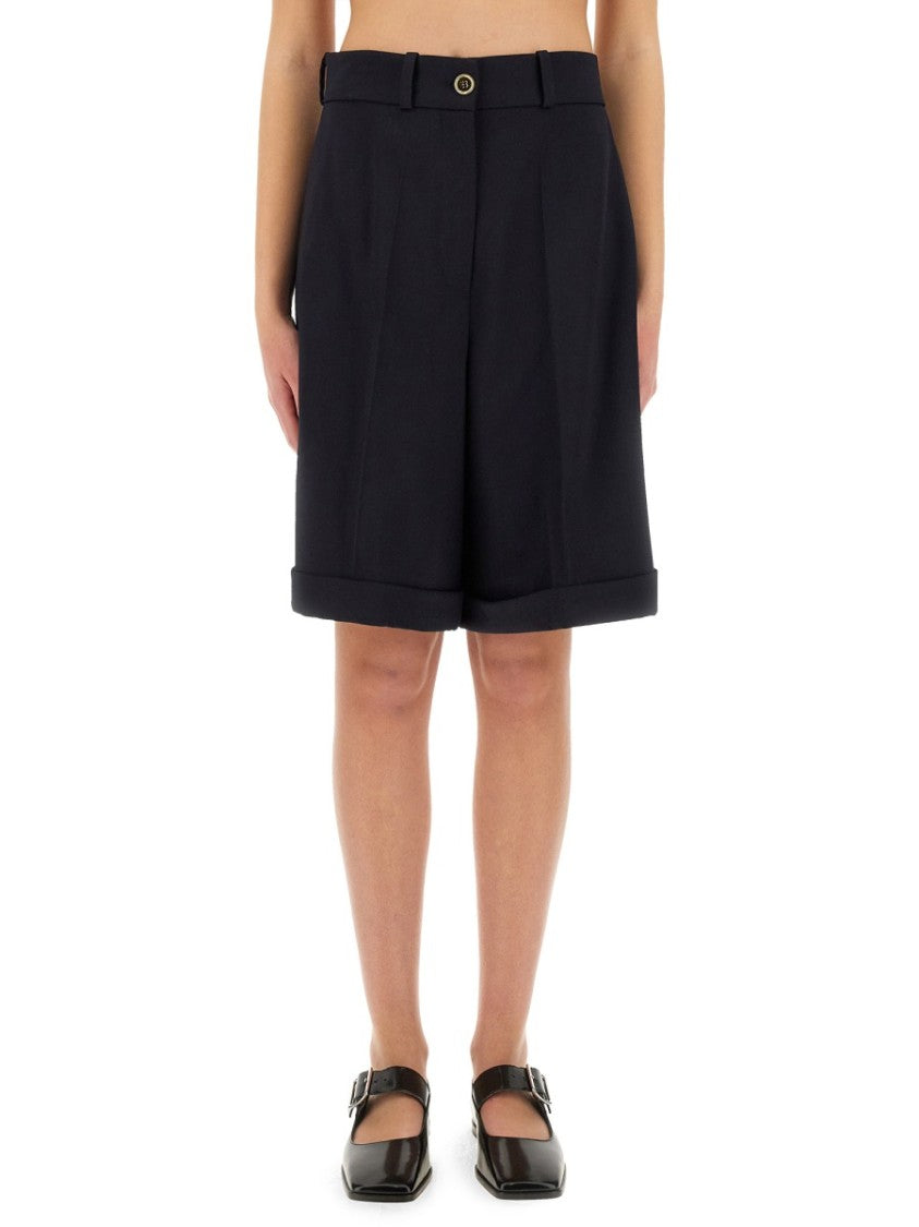 Tailored Black Wool Bermuda Shorts