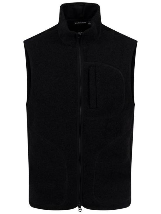 Sleeveless Knit Vest With High Collar And Textured Pattern