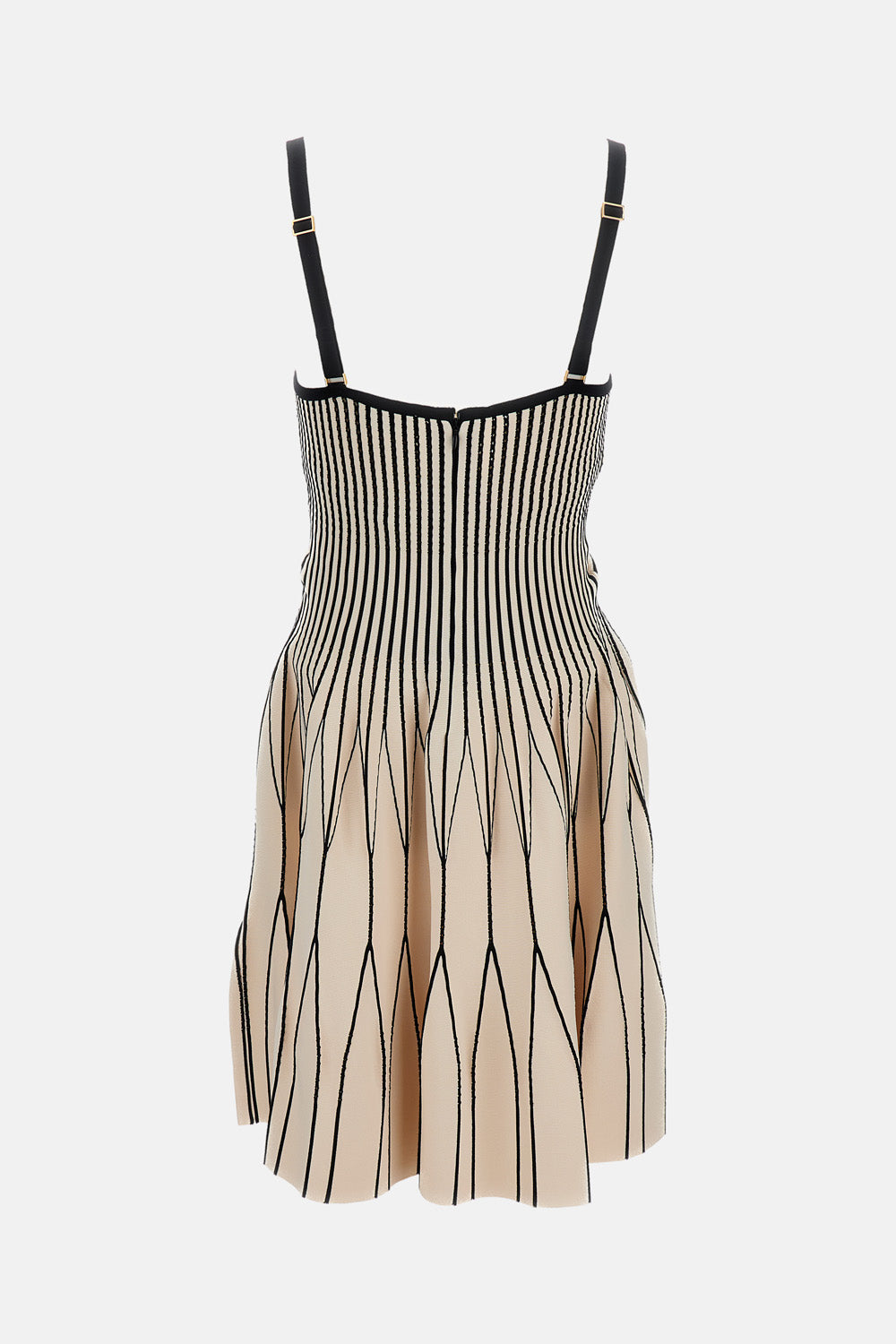Bicolour Knit Mini Dress with Geometric Patterns