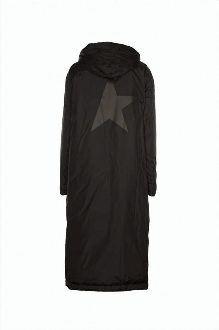 Long Padded Coat with Hood and Star Graphic