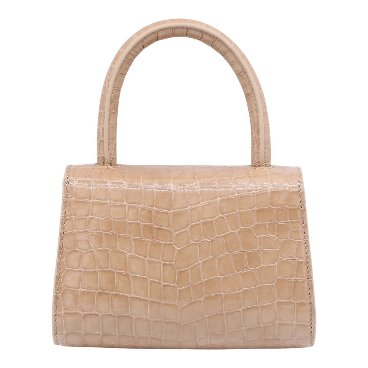 Glossy Crocodile-Embossed Handbag