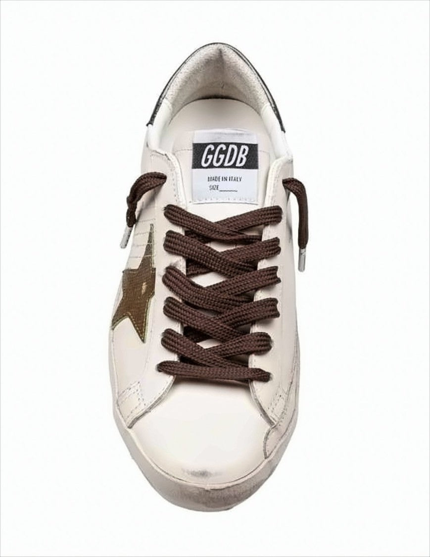 Distressed White Leather Low-Top Sneakers