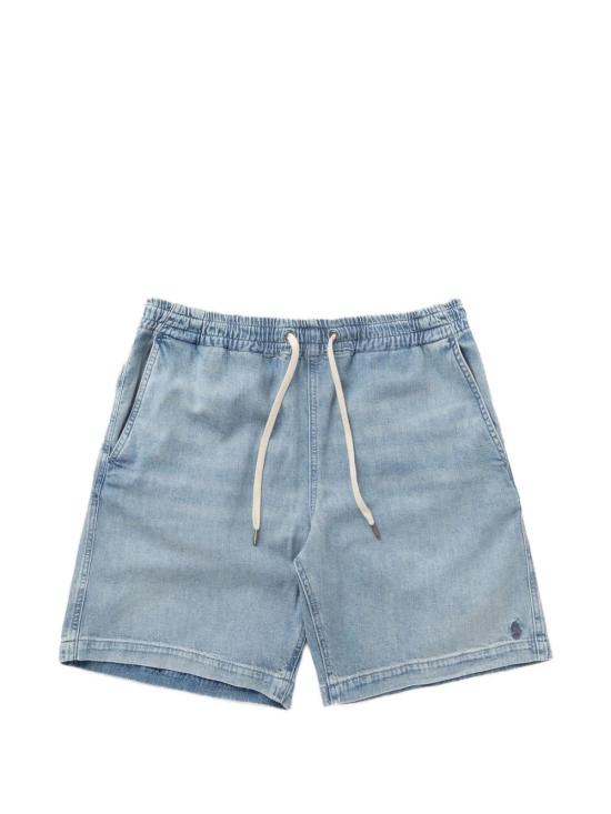 Light Wash Denim Shorts With Elastic Waistband
