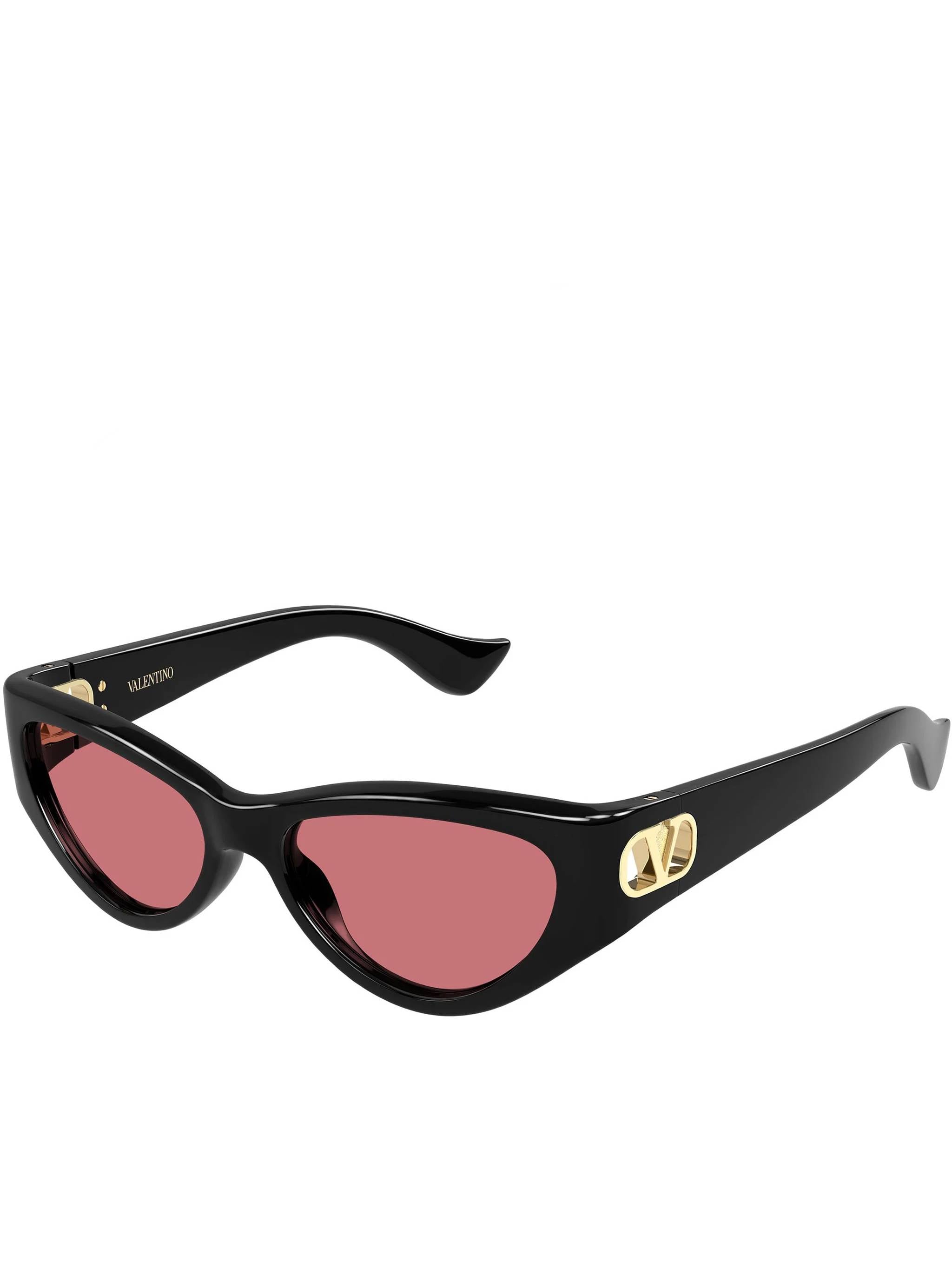 Black Cat-Eye Gold Emblem Acetate Sunglasses