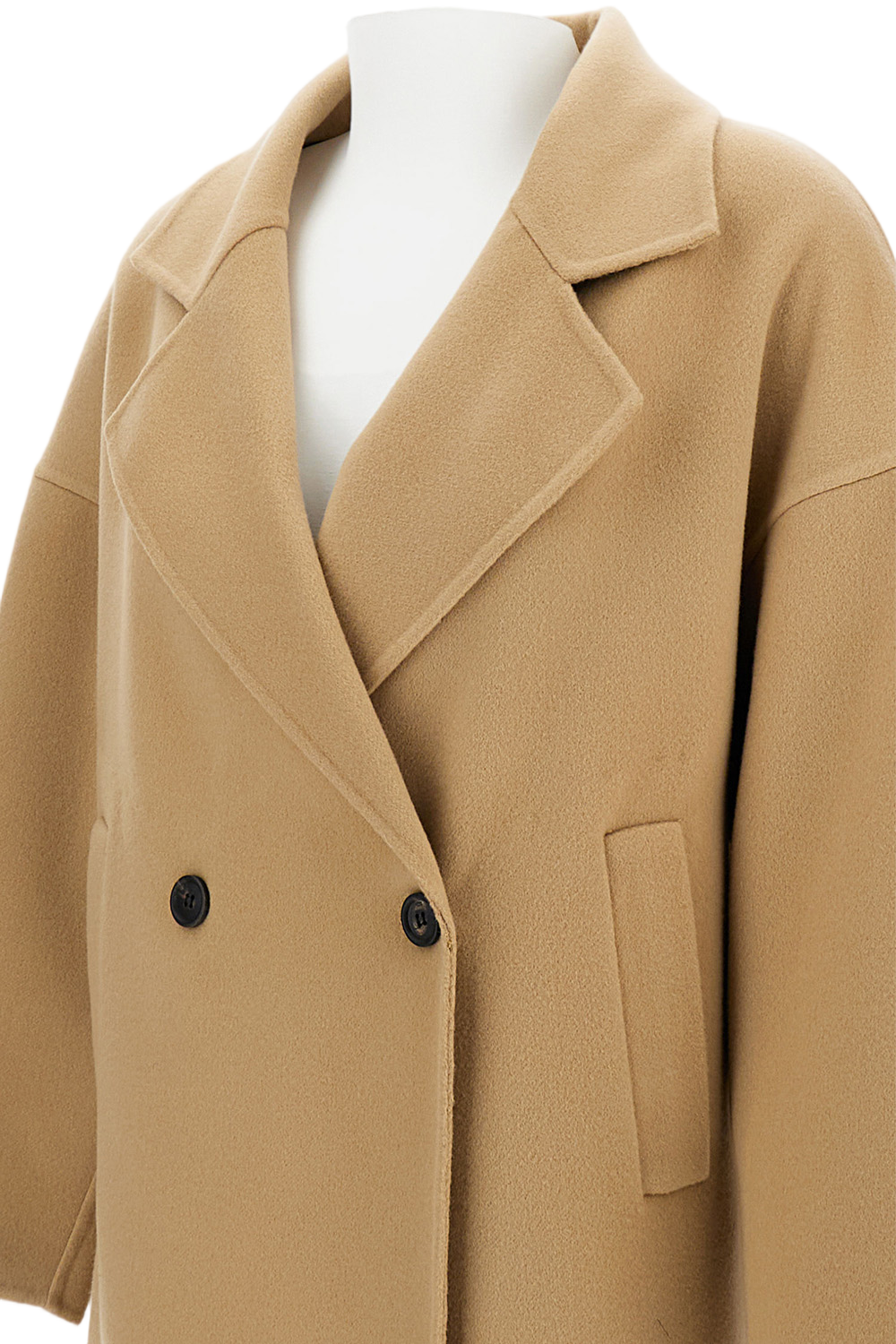 Relaxed Fit Long Wool Blend Coat