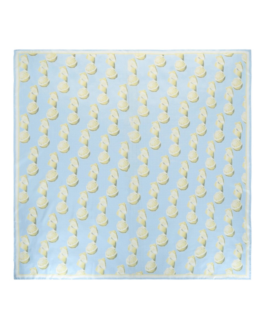 4G And Lemon-Print Shawl In Silk