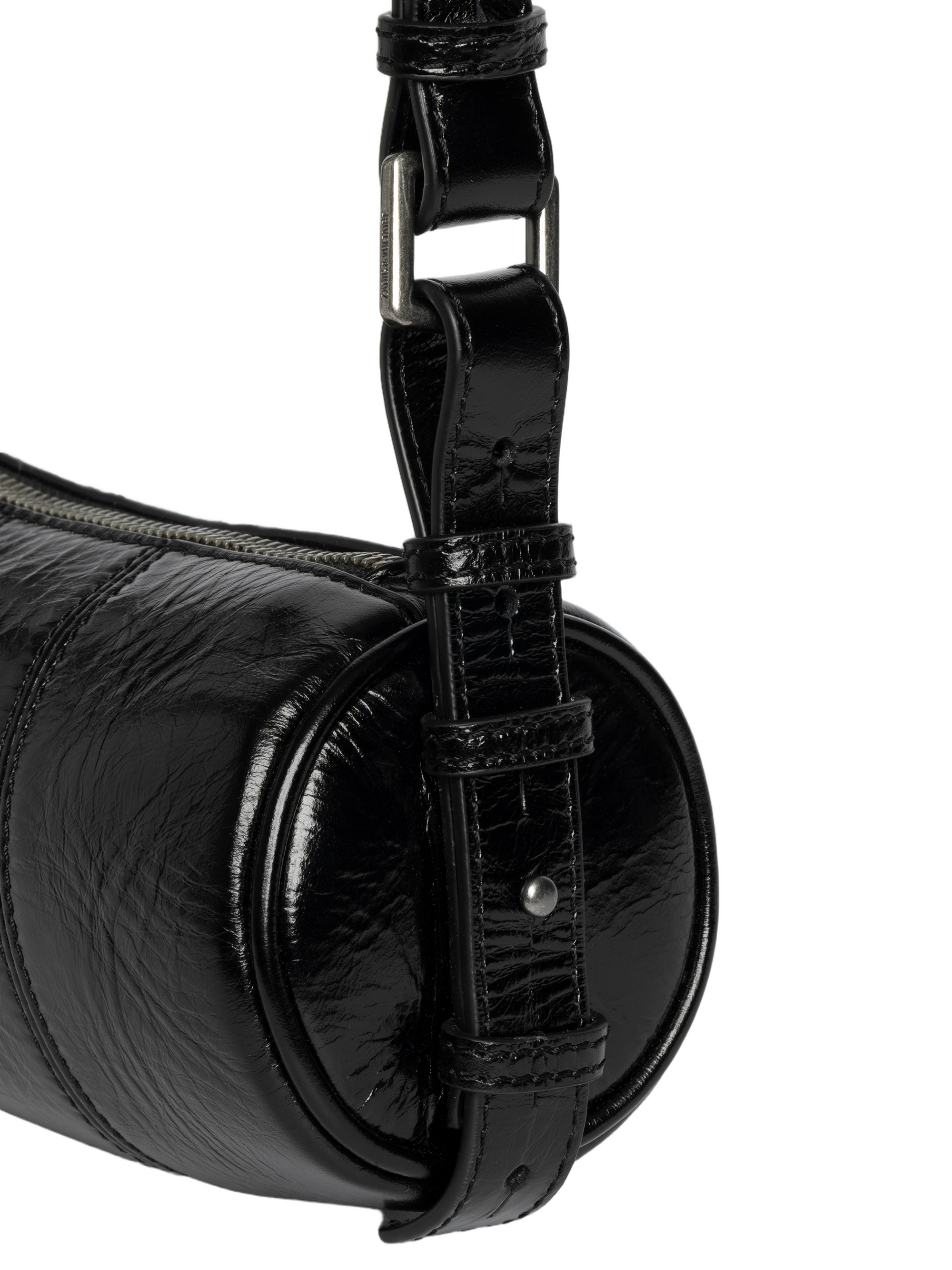 Cylindrical Patent Leather Shoulder Bag