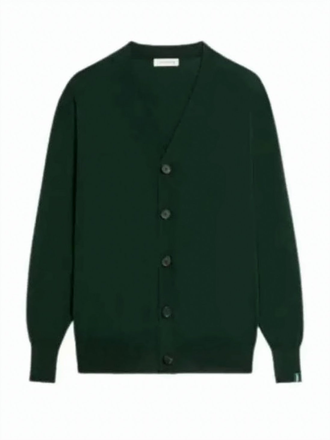 Deep V-Neck Green Cardigan with Button-Down Front