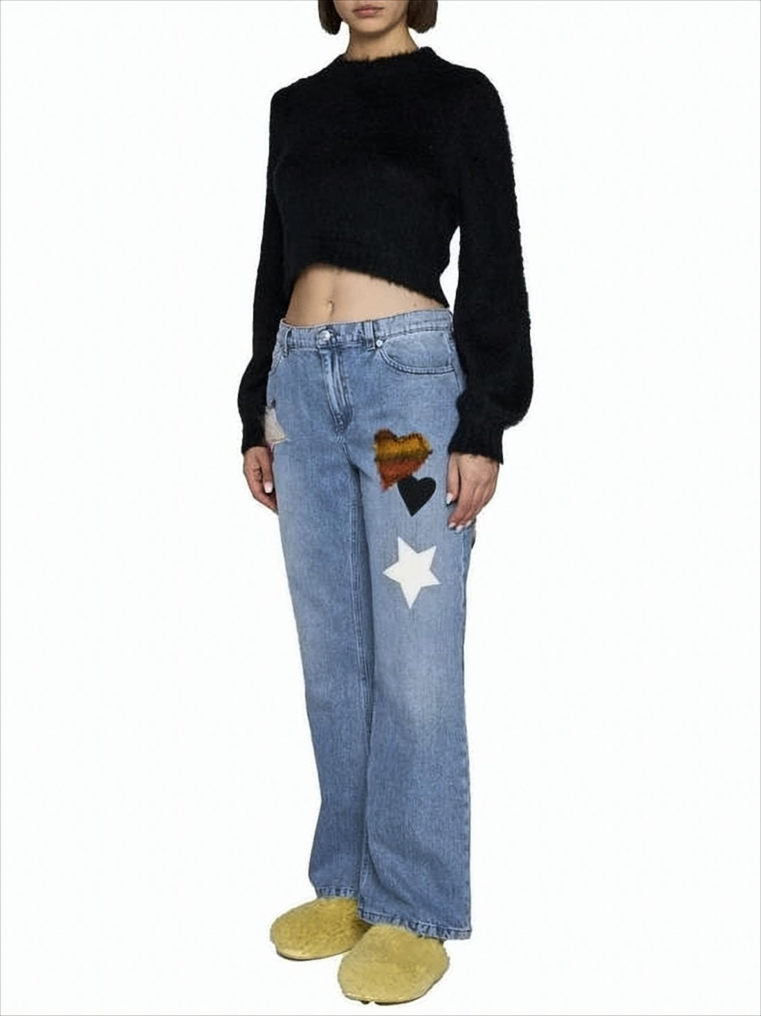 Cropped Textured Knit Sweater