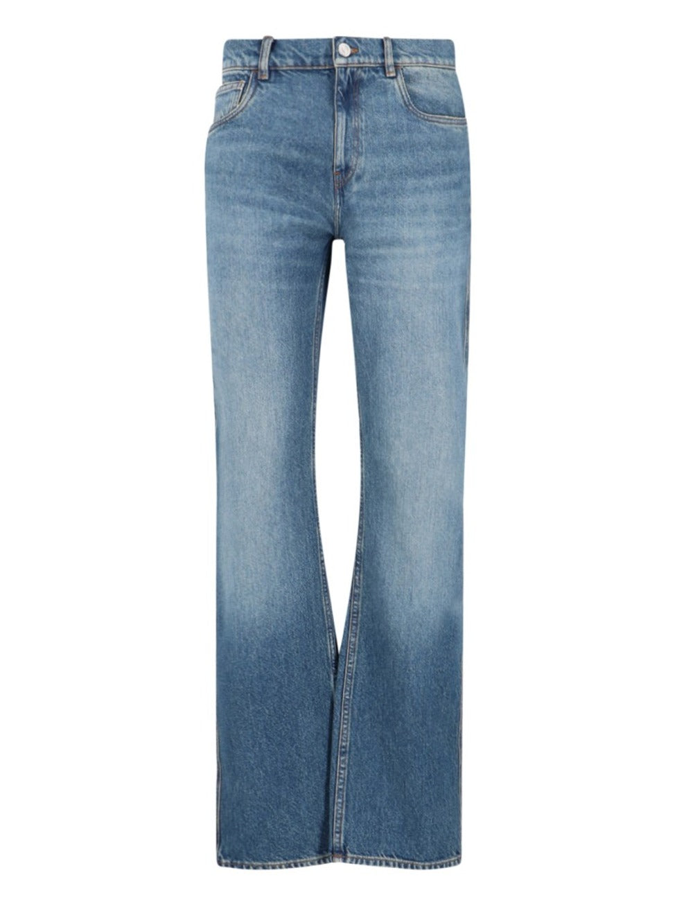 High-Waisted Light Blue Straight-Leg Jeans