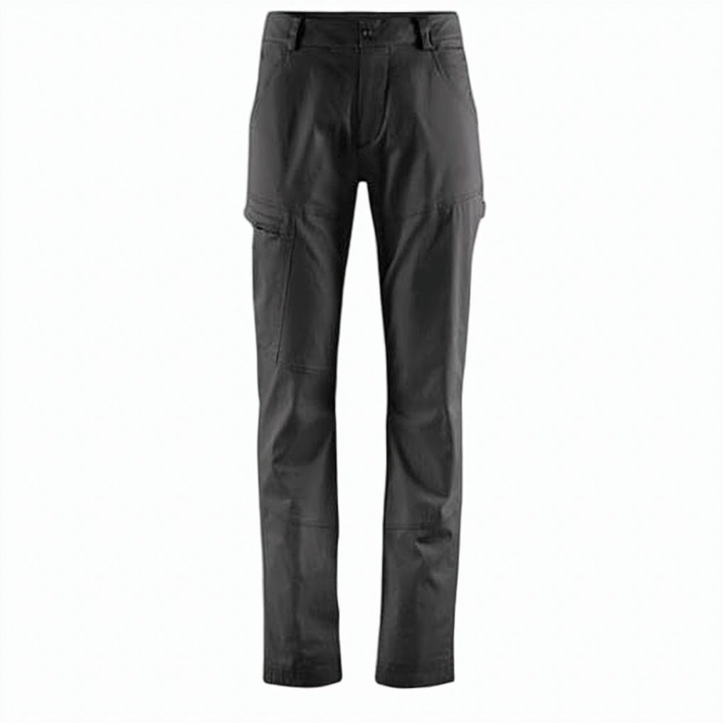 Straight-Fit Black Pants with Mid-Rise Waist and Functional Pockets
