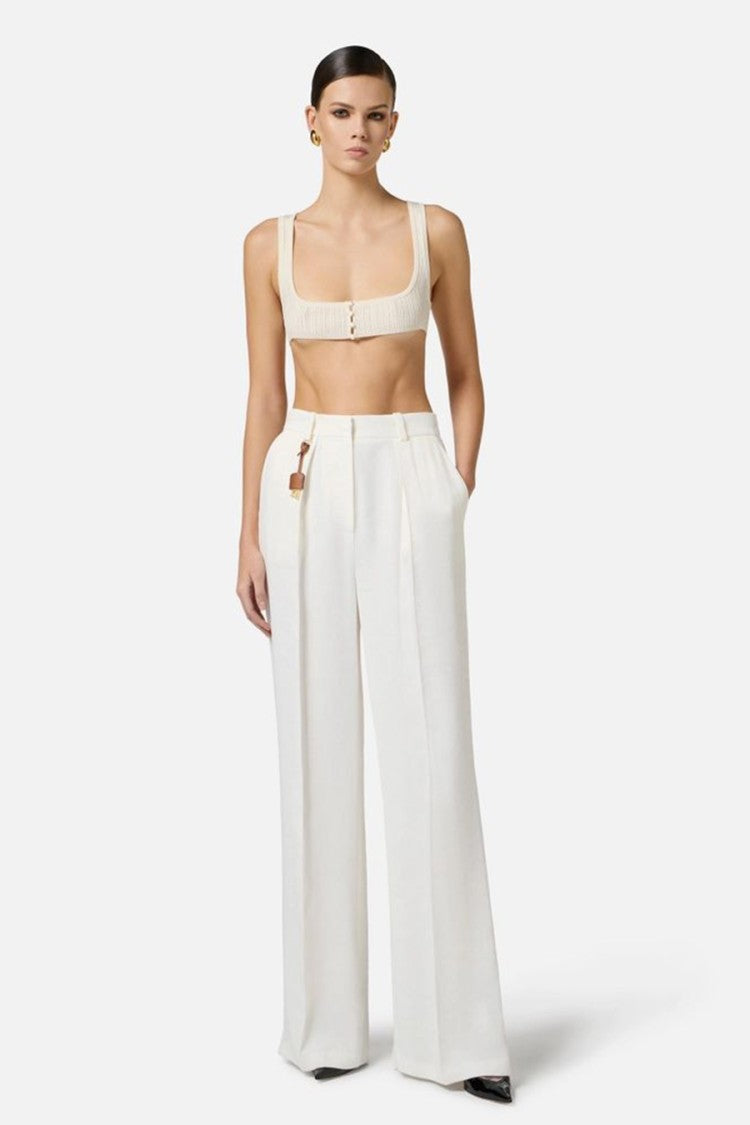 Tailored High-Waisted Trousers In Soft Viscose-Linen Blend