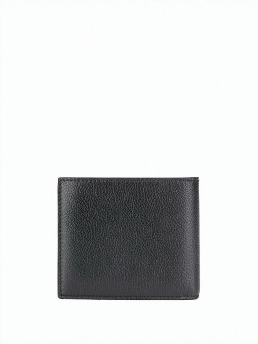 Textured Leather Bifold Wallet with Prominent Logo