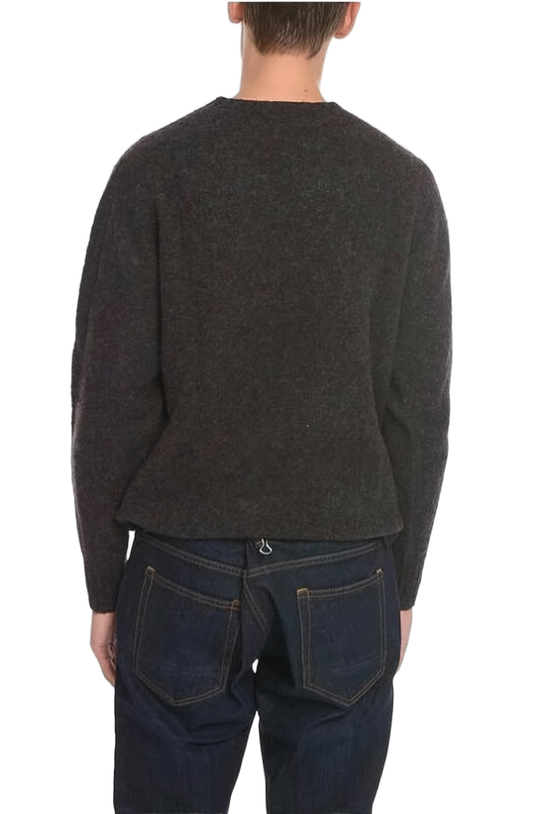 Relaxed Fit Wool Sweater with Crew Neckline