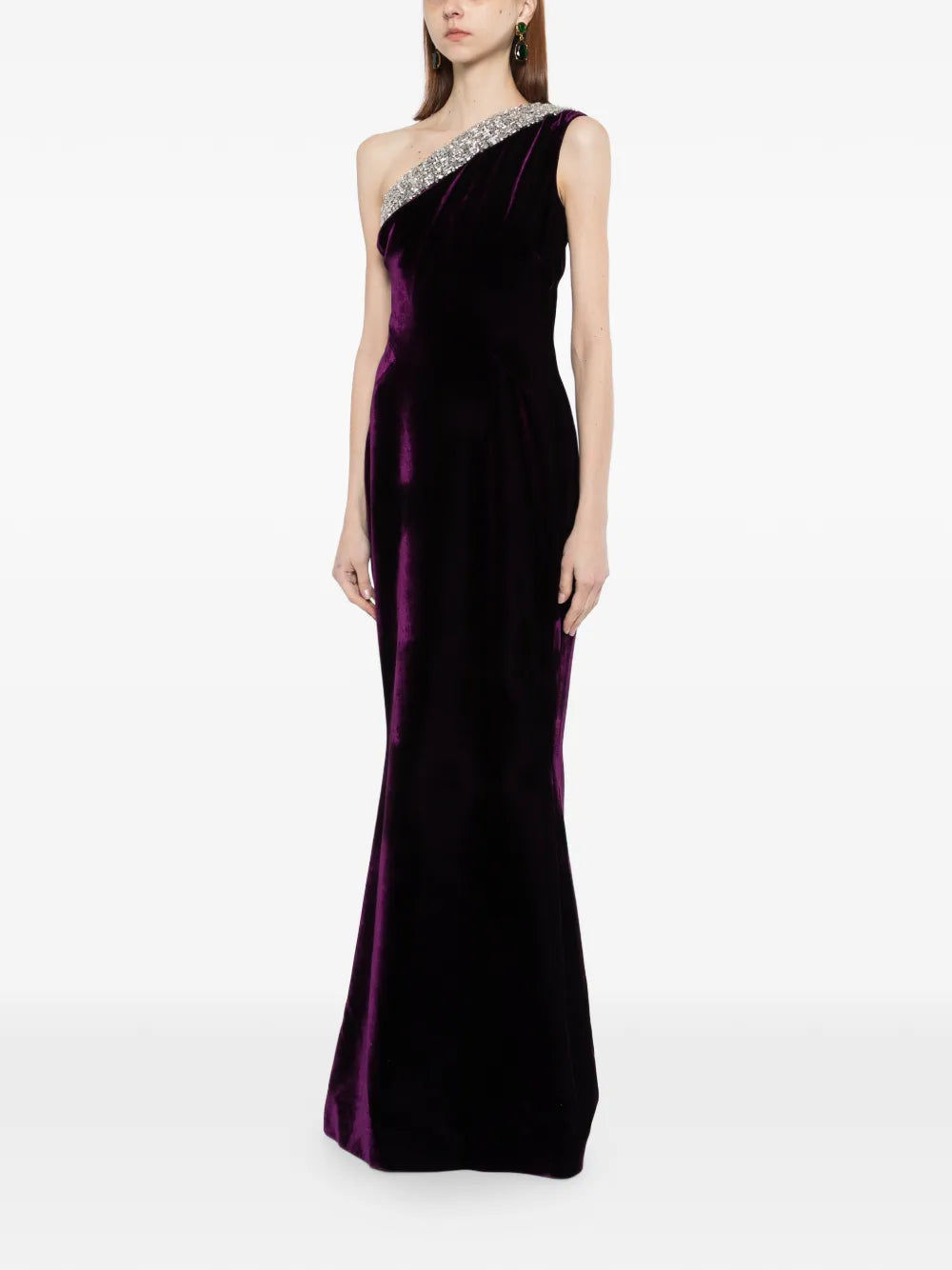 Crystal Embellished One-Shoulder Dress