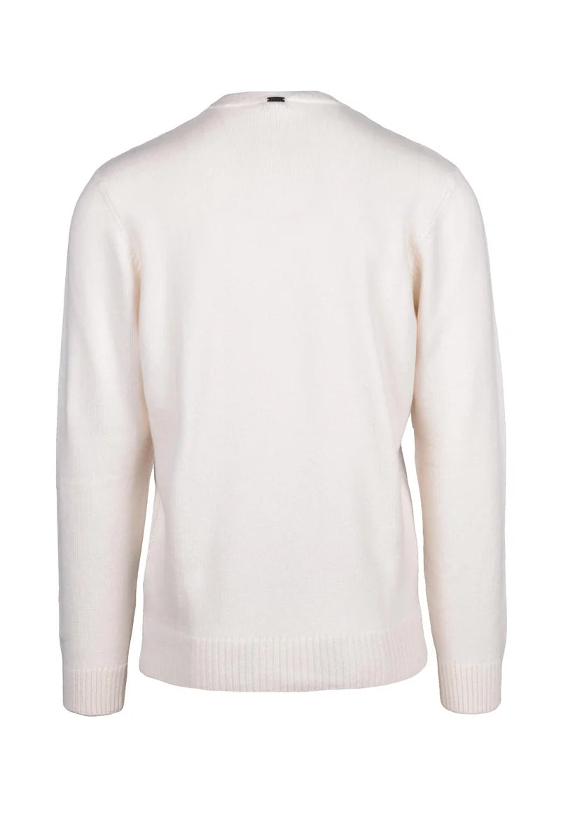Crew Neck Cashmere Sweater - White