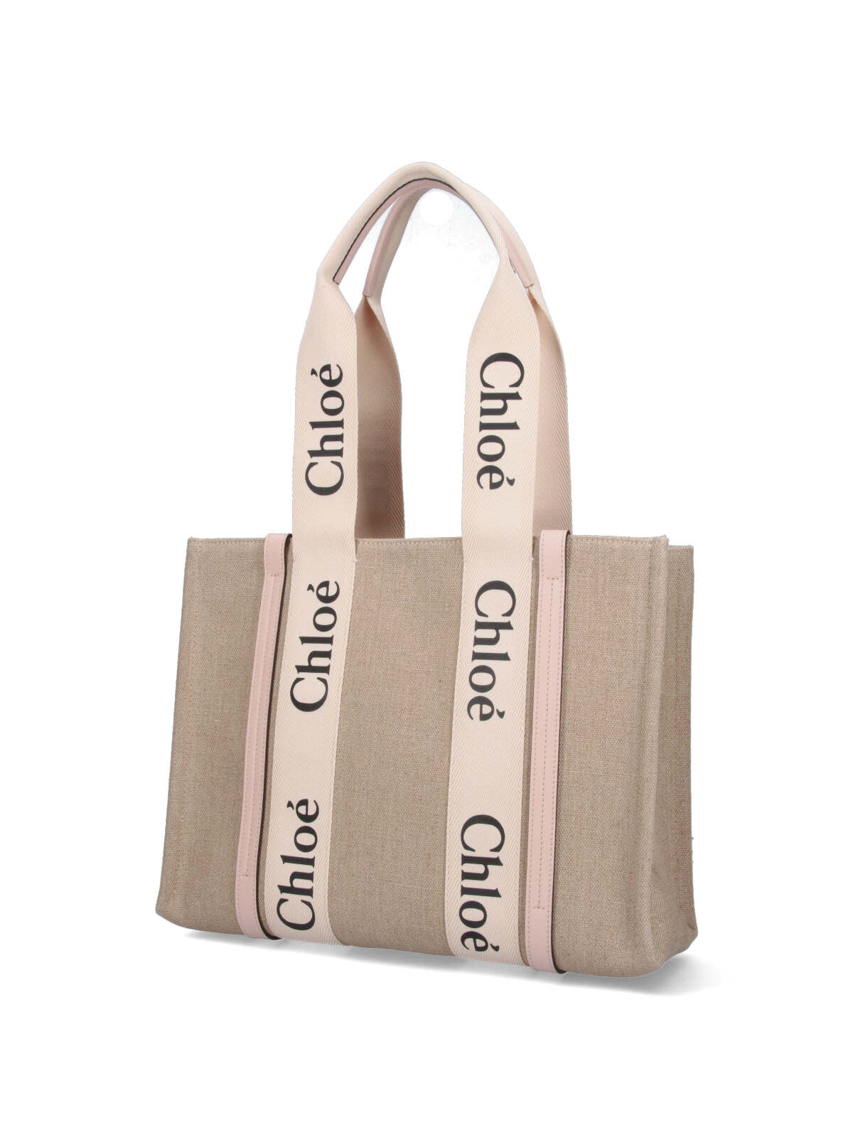 "Woody" Tote Bag, In Beige Linen
