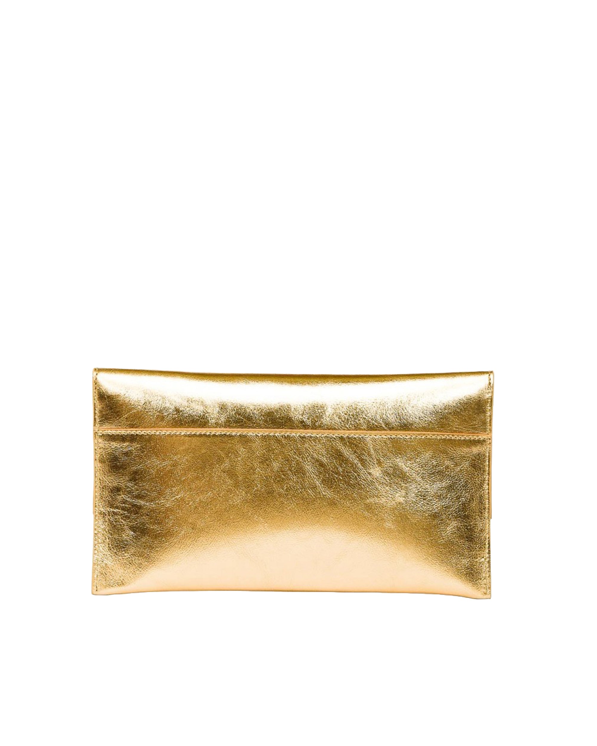 Gold Metallic Leather Clutch Bag