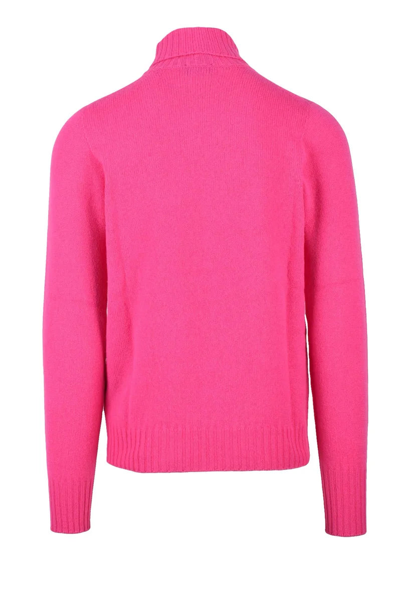 High Neck Sweater Merino Wool - Fuchsia