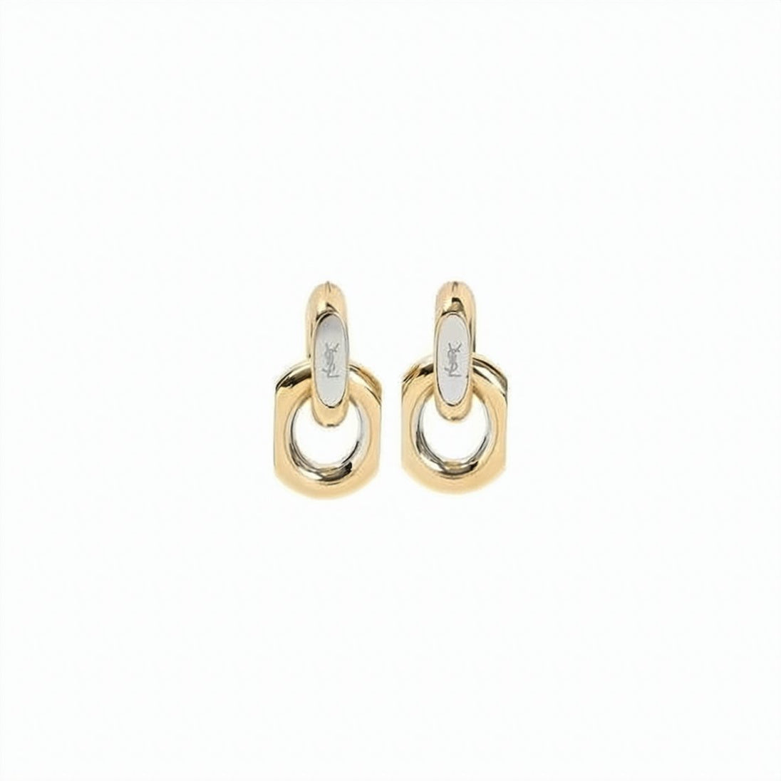 Gold Silver Polished Metallic Linked Earrings