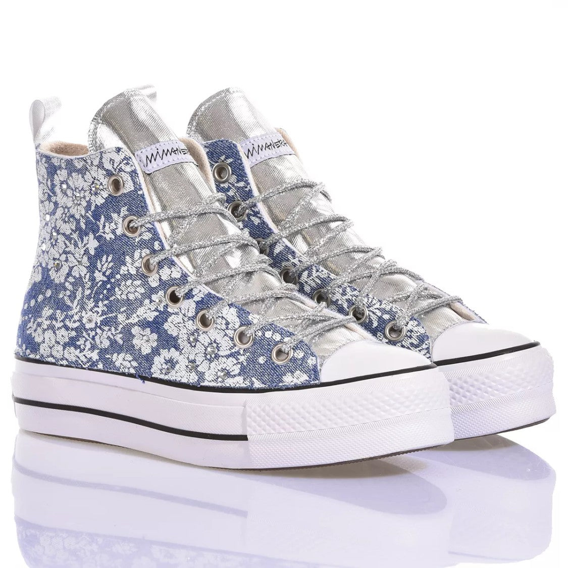 Platform Sneakers In Silver Light Blue
