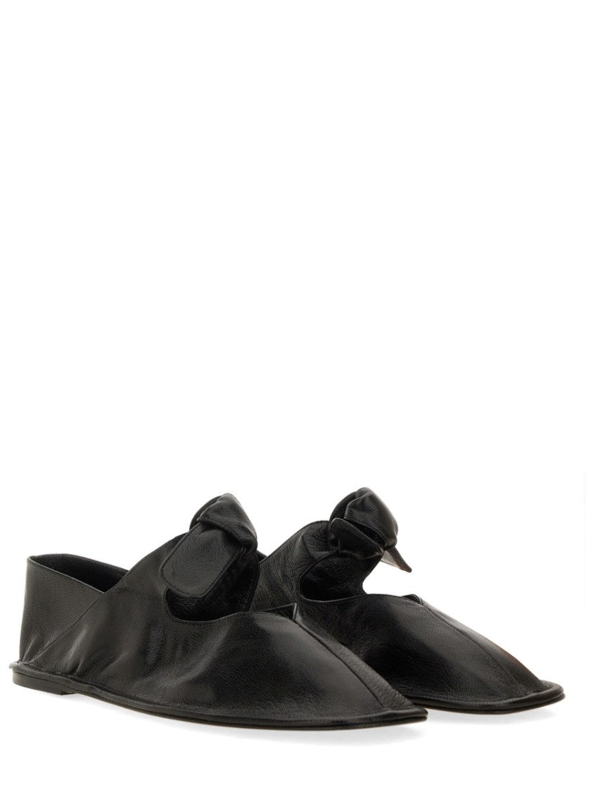 Knotted Black Lambskin Flats