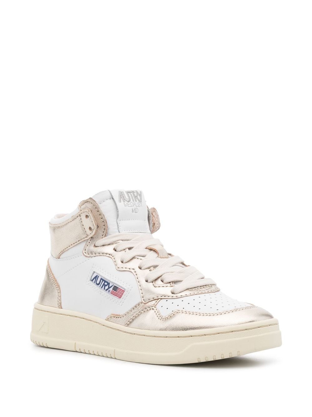 Panelled White Leather Sneakers