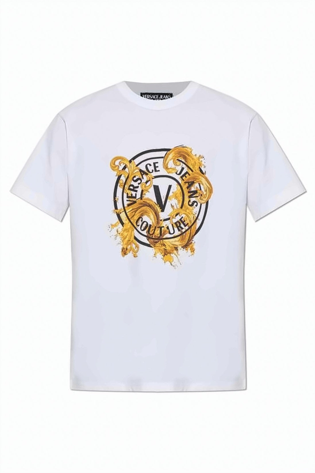 White Circular Emblem Golden Baroque T-Shirt