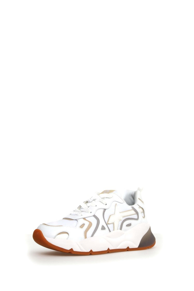 White Suede and Technical Fabric Sneakers