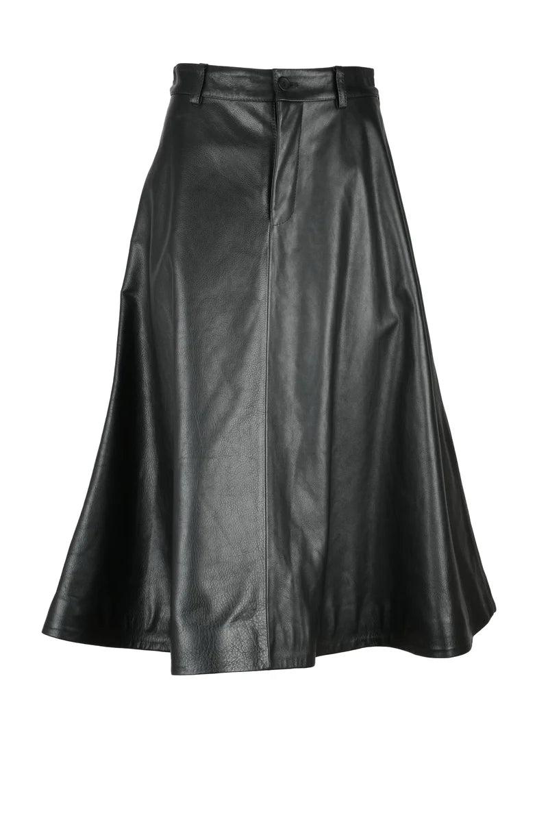 Long Leather Skirt - Black