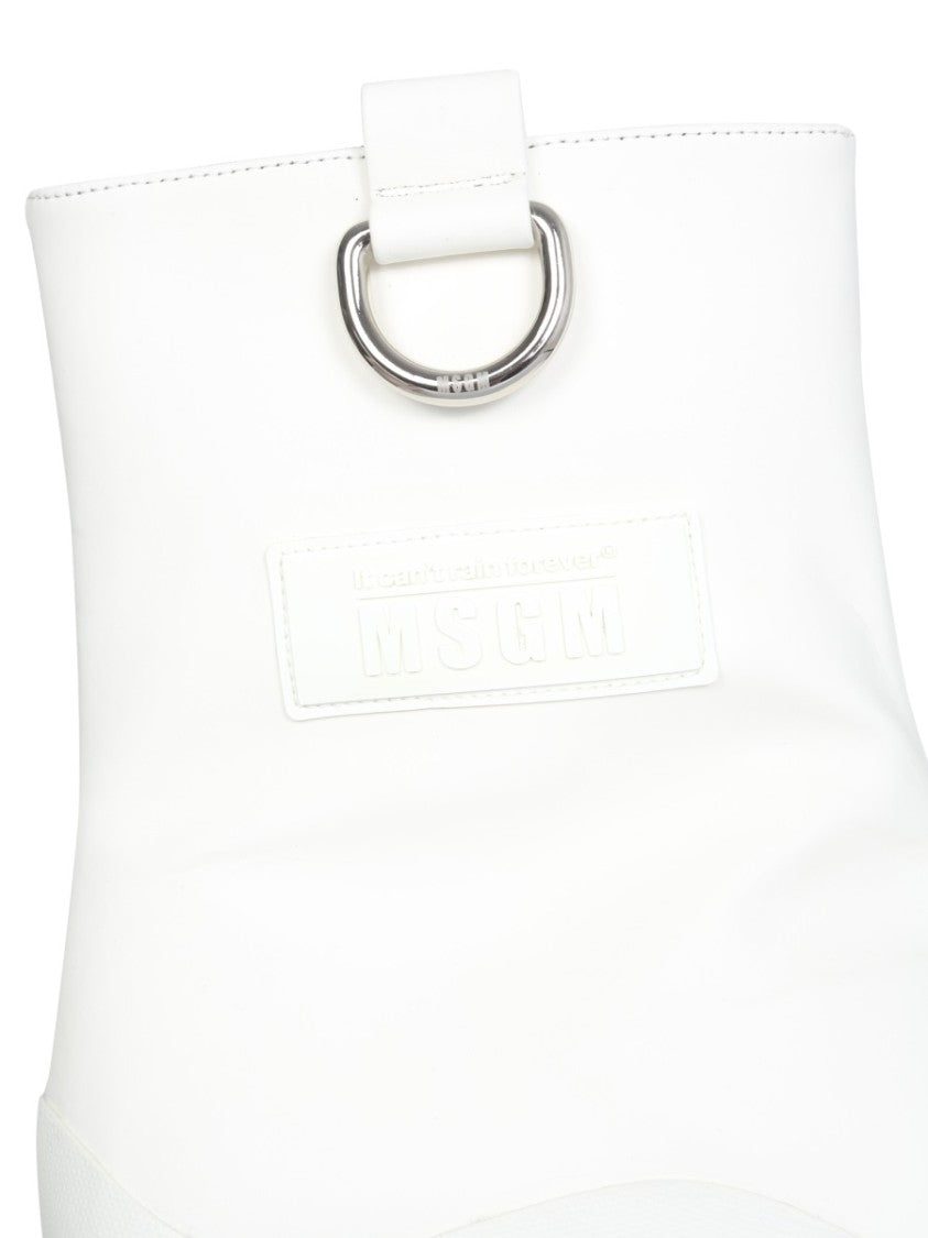 Mid-Calf White Rain Boots