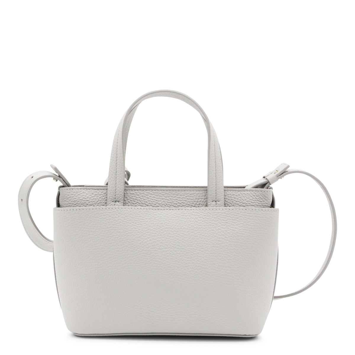 Grey Leather Top Handle Bag