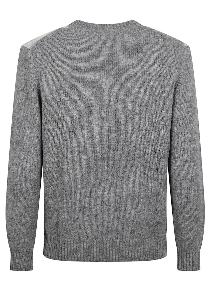 Geometric Pattern Knit Sweater With Classic Crew Neckline