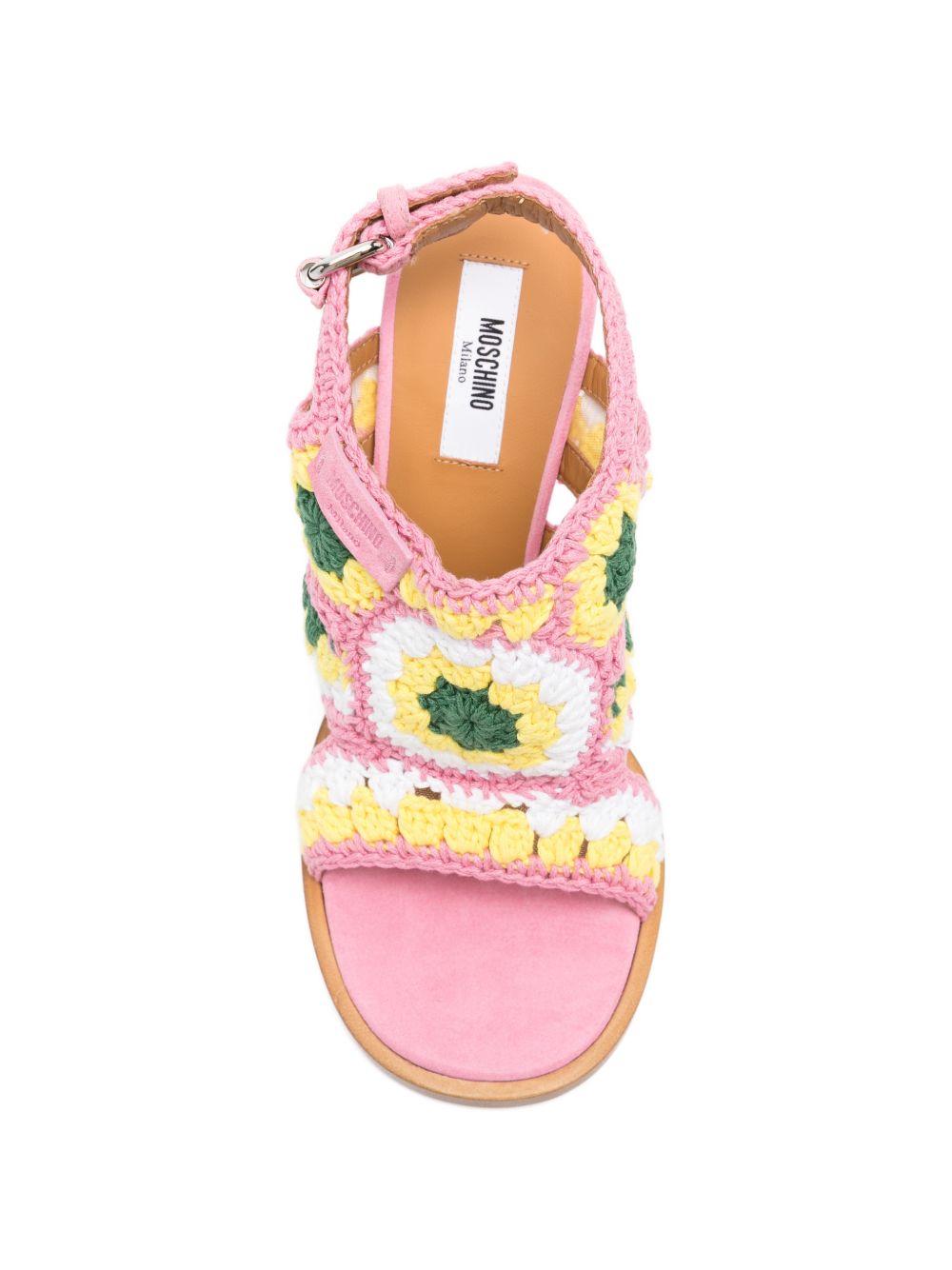 Pink Crochet Knit Slingback Sling Sandals