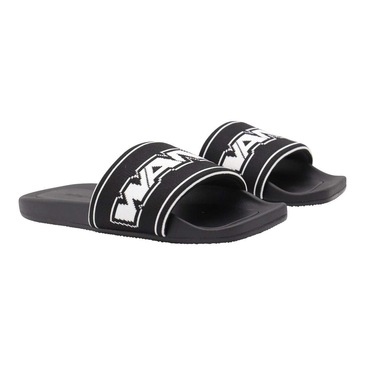 Black Slide Sandals with Bold Lettering