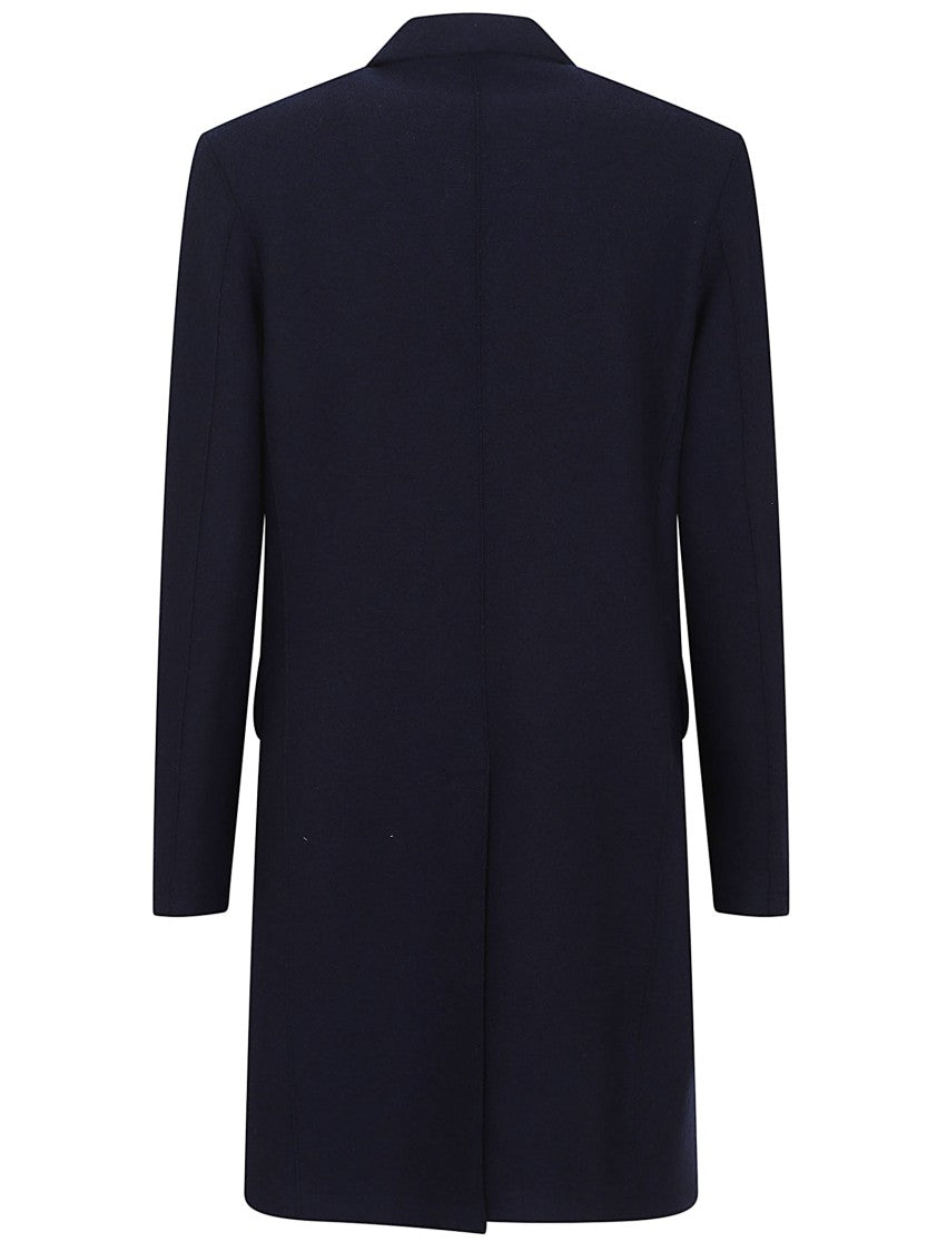 Single-Breasted Navy Wool Coat