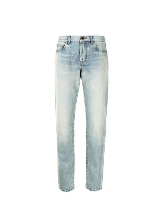 Straight-Leg Light Wash Denim Pants
