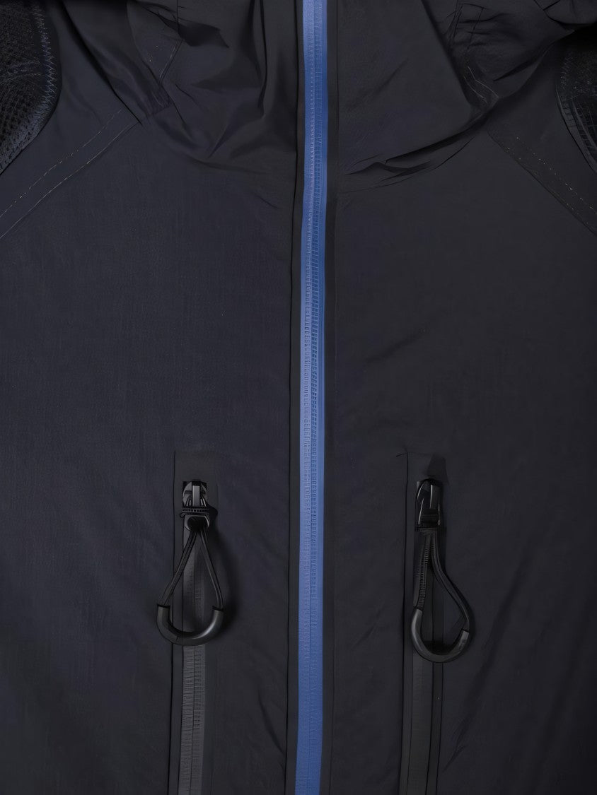 Hooded Black Jacket With Breathable Mesh Panels