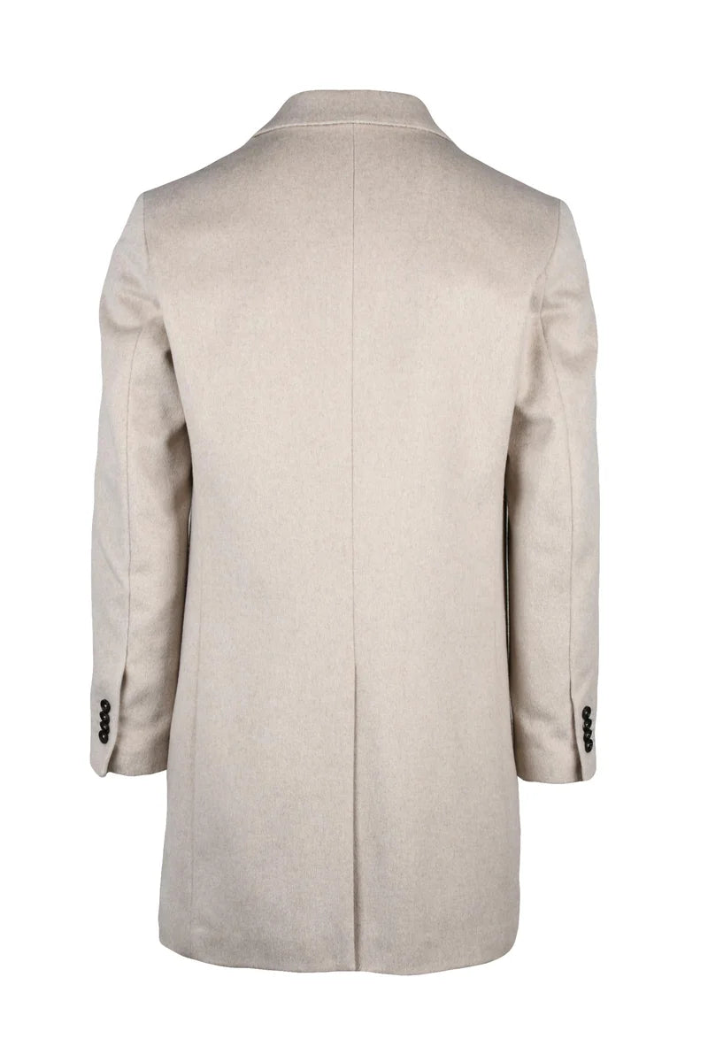 Mid-Length Beige Coat with Tailored Silhouette