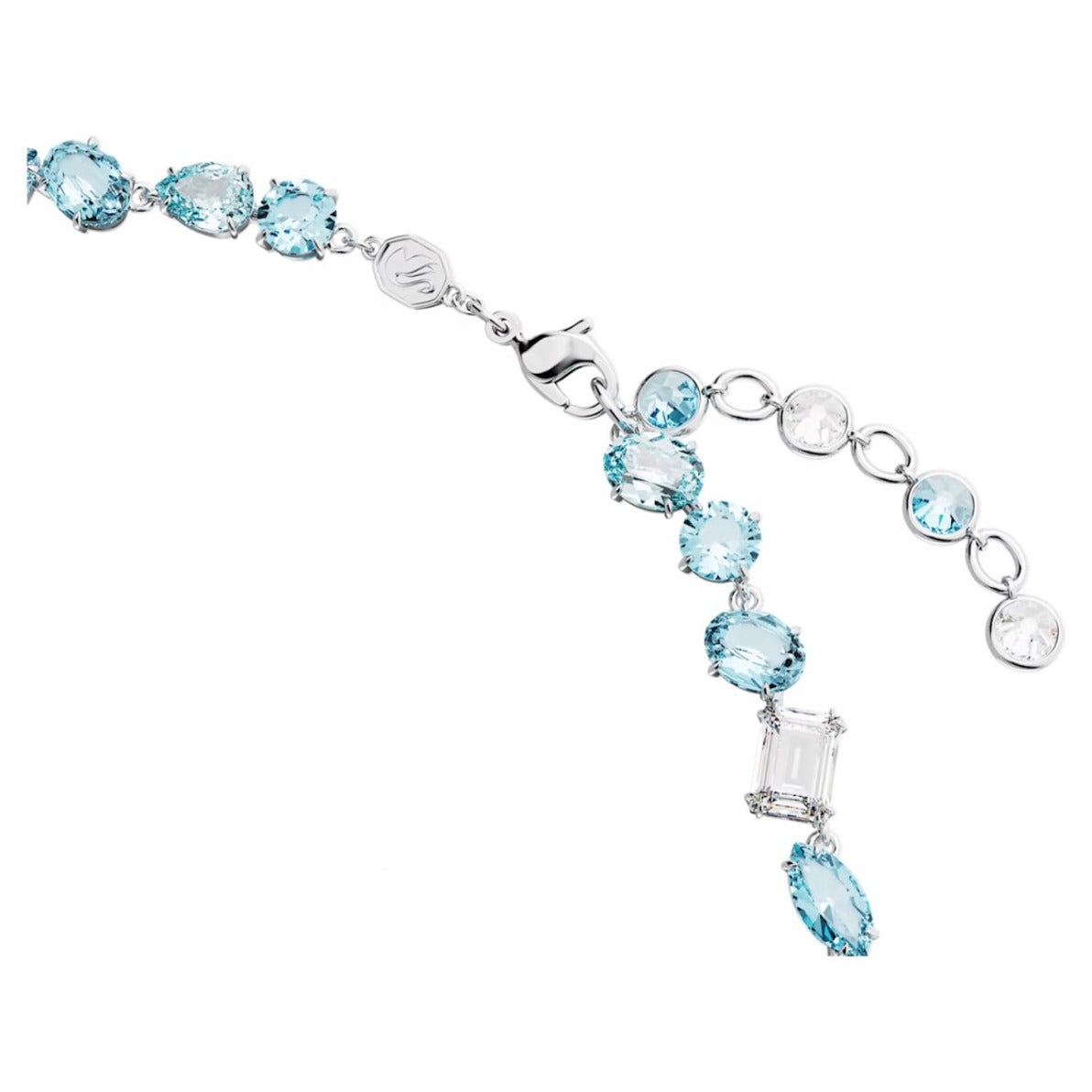 Rhodium-Plated Necklace With Icy Blue