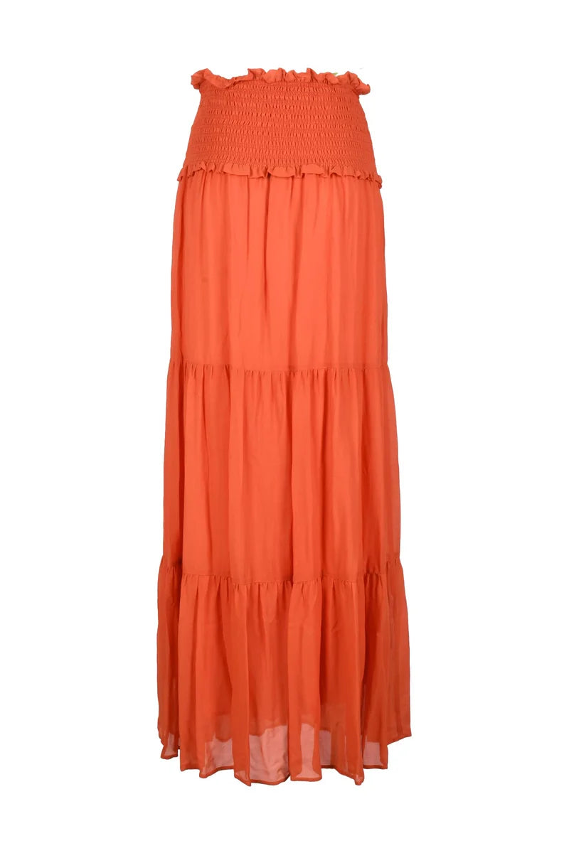 Long Chiffon Skirt Slit - Orange