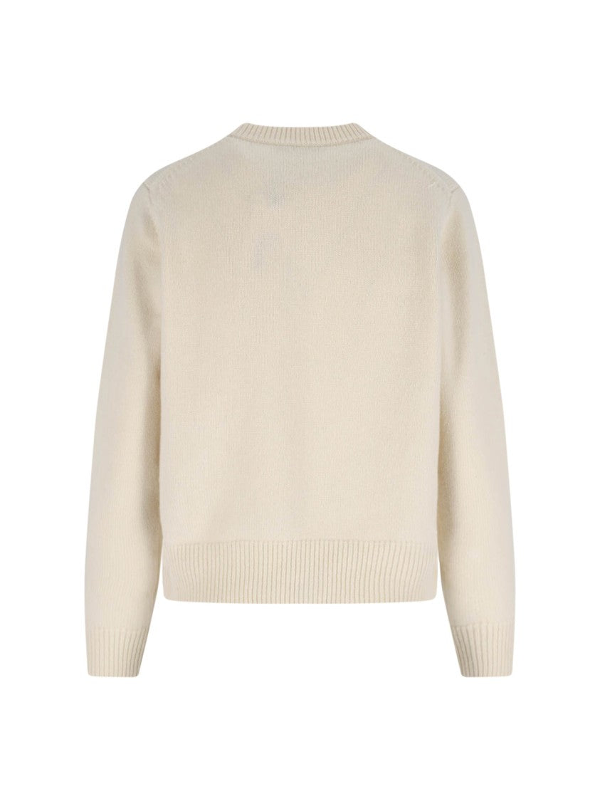 White Minimalist Sweater With Design