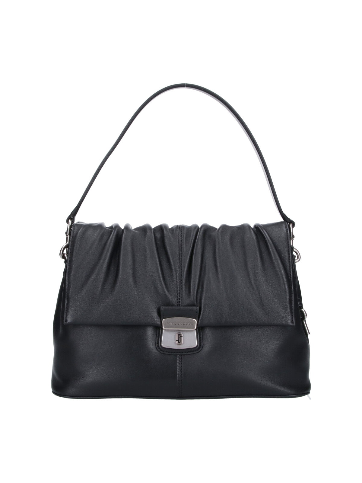Black The Messenger Gathered Leather Bag