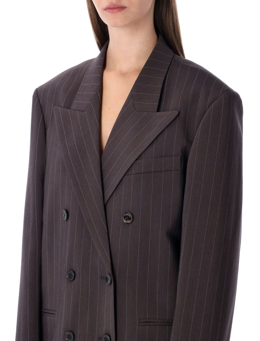 Pinstripe Double-Breasted Blazer