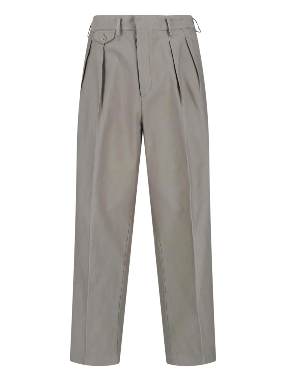 Grey Riviera Straight-Leg Pleated Trousers
