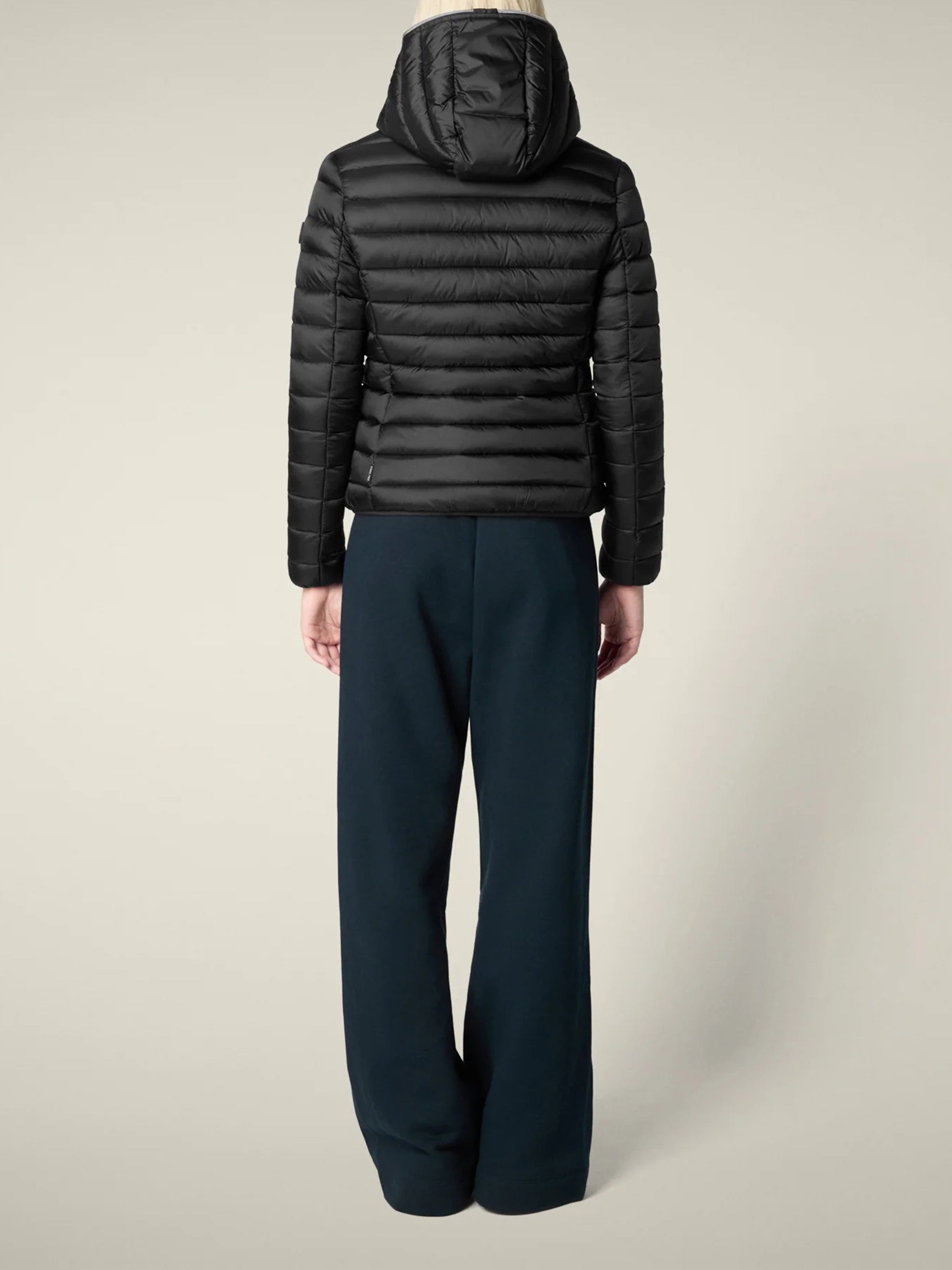 Black Alexa Lightweight Cropped Puffer Jacket