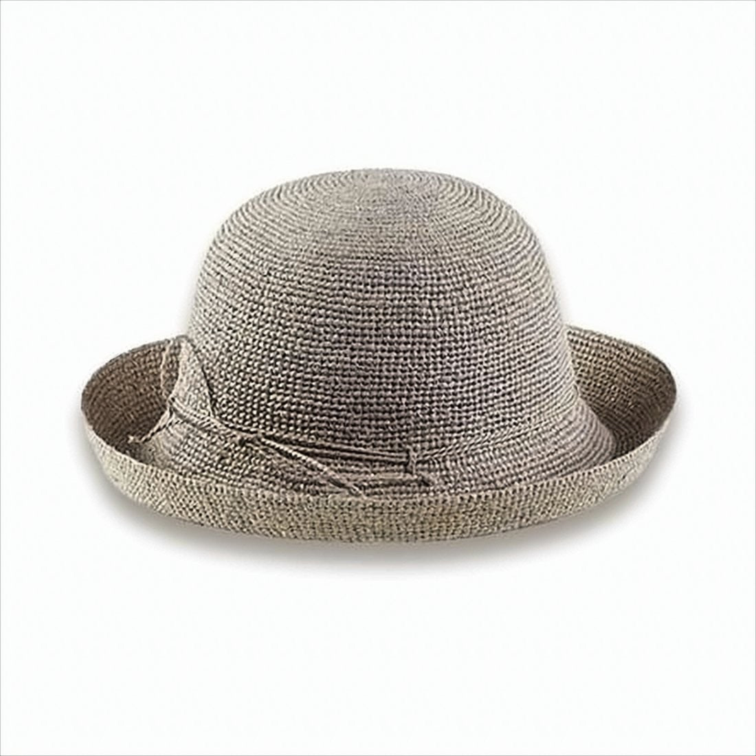 Meticulously Woven Raffia Hat With Rounded Crown And Upturned Brim