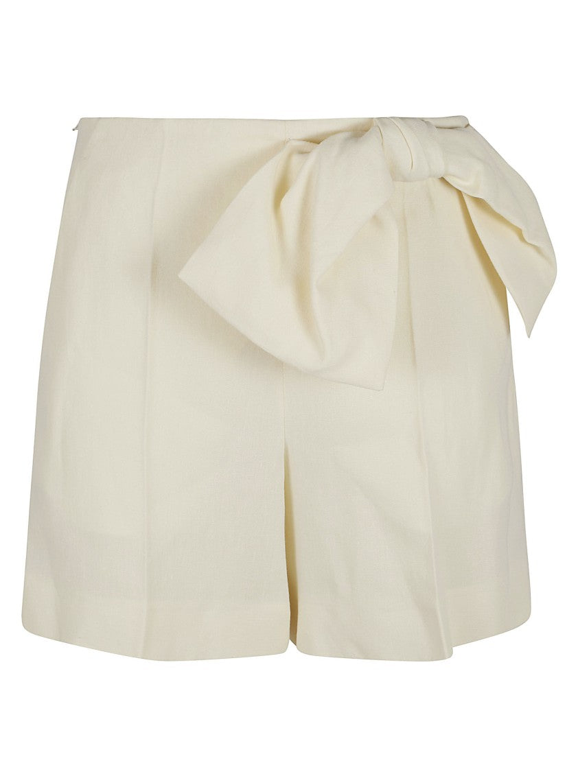 Tailored Linen Shorts With Bow Detail