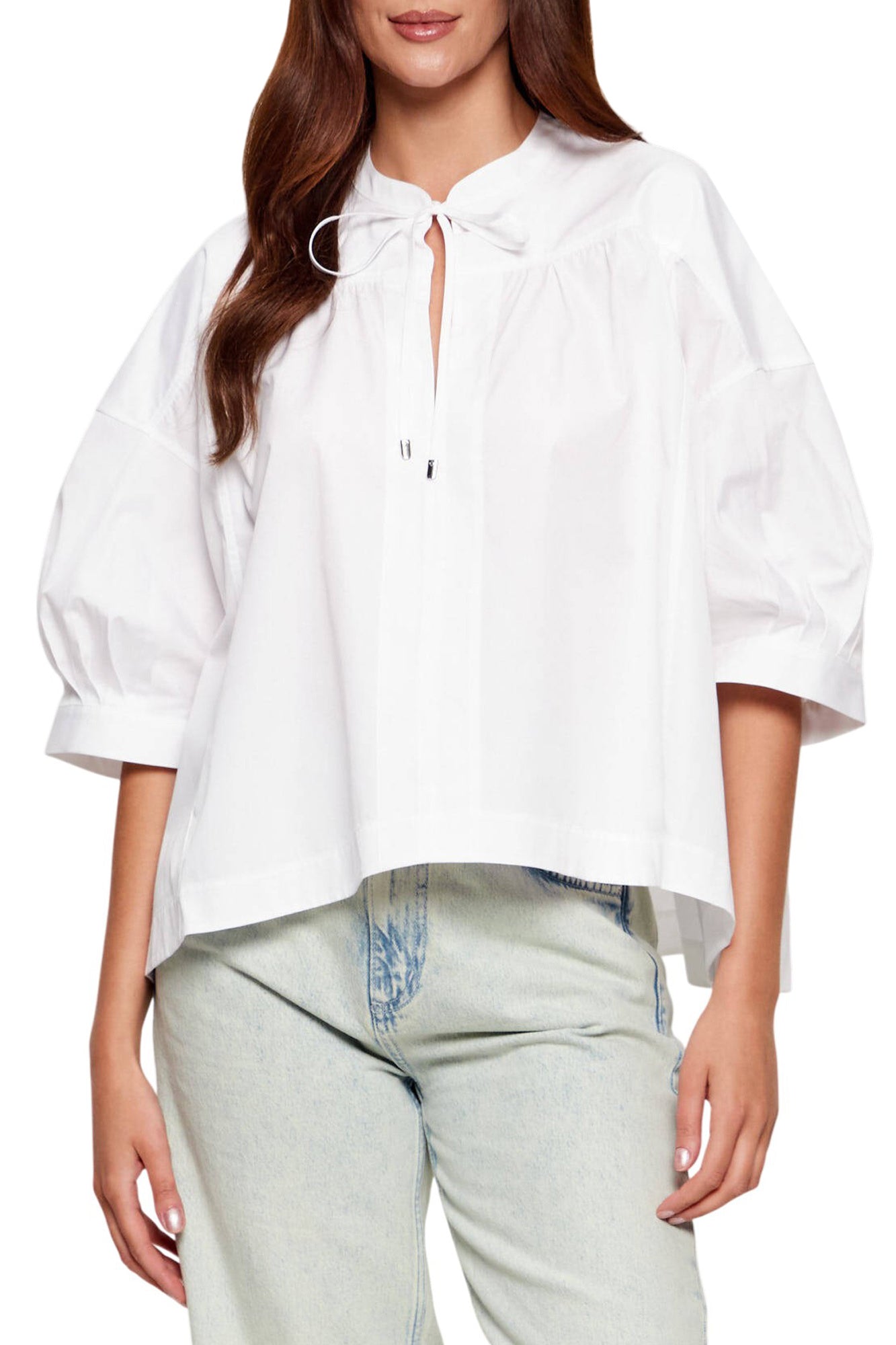 White Bollana V Neck 3/4 Shirt